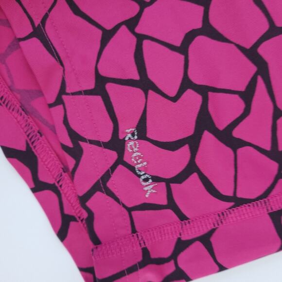 Reebok Athletic Compression Shorts Small Pink Black Abstract Print Running Gym - Picture 5 of 5